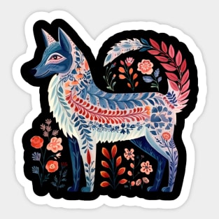 A Cute Blue Fox Scandinavian Art Style Sticker